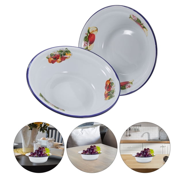 Minkissy 2pcs Enameled Basin Non-smelling Large Capacity for Baking