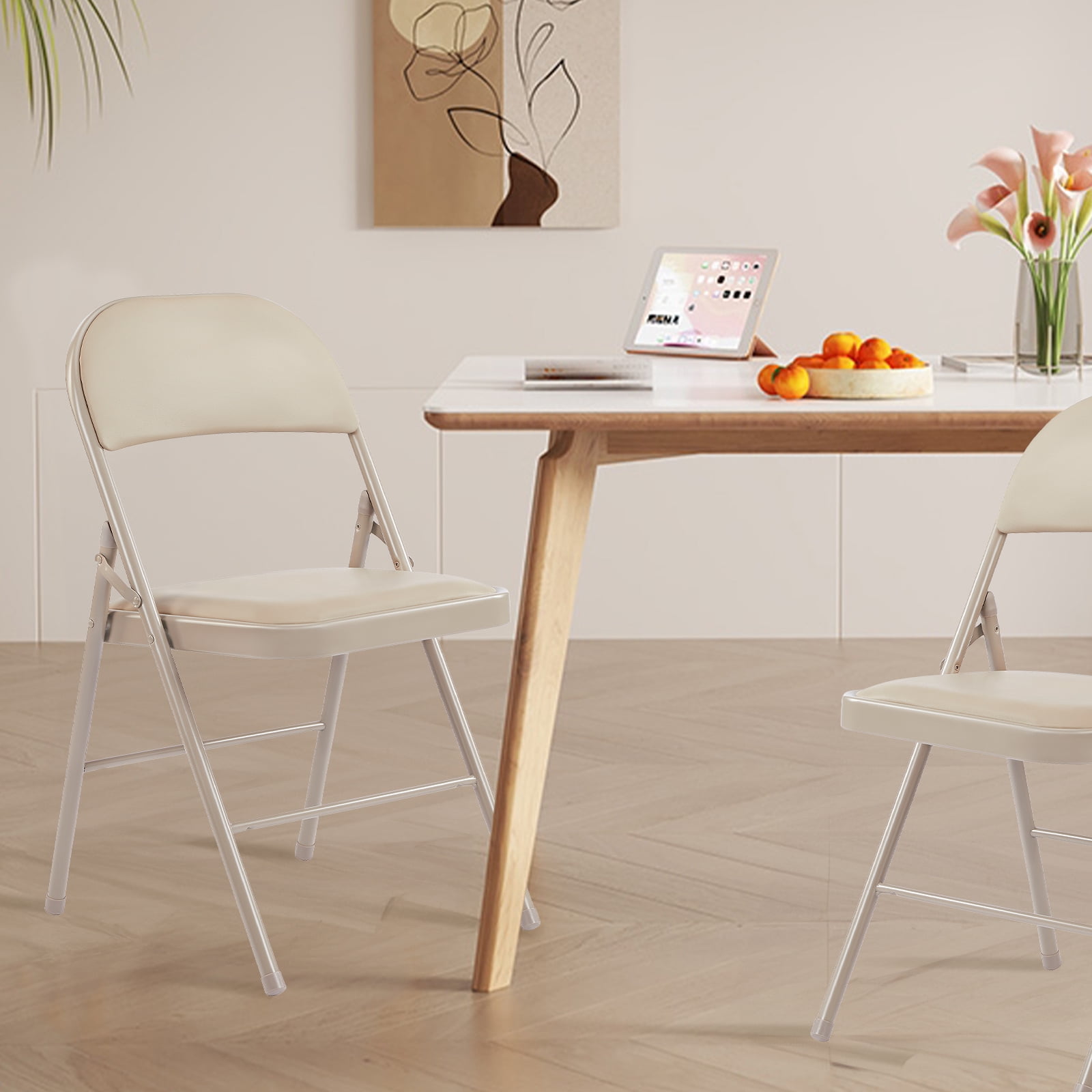 MCQ Portable Folding Chairs Set of 4, Cushioned Seat with Heavy