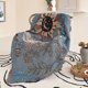 thumbnail image 2 of 1 pieza 160x130cm Couverture Plaid Bleu Tricote Dcore Avec Des Franges Bohme Simple Doux Confortable Protger Contre Le Froid Pour Canap Sofa Chaise, 2 of 5
