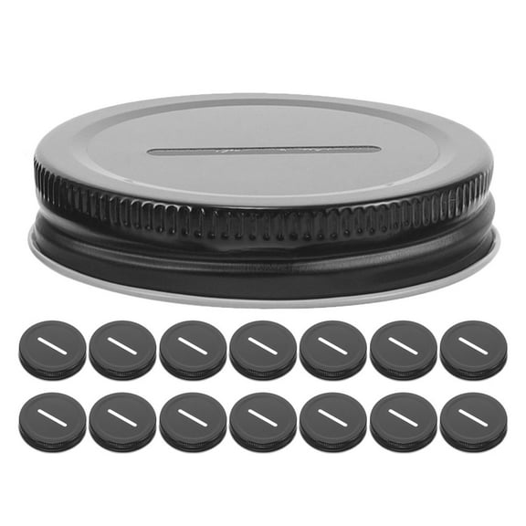 HEMOTON MLINS 15pcs Mason Jar Lid Coin Bank Tinplate Piggy Bank Glass Bottle Lid Metal Coins Bank Lid Insert Accessories