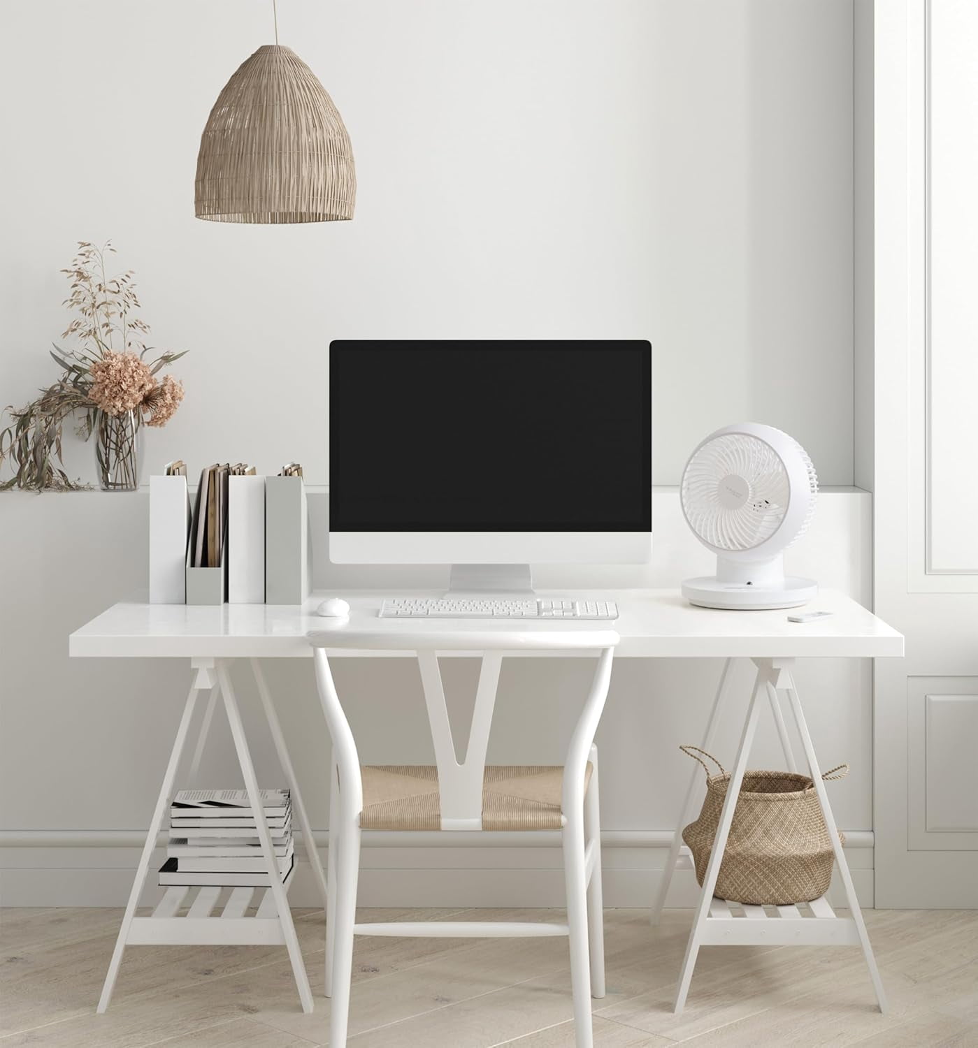 IRIS WOOZOO Fan with Remote, 360° Oscillating Fan, Desk Fan, Table Air Circulator, 3 Speeds, 52 ft Air Distance