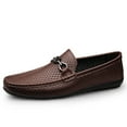 thumbnail image 3 of Spring Summer New Men's Casual Hollow Loafers Slip On Breathable Leather Flats Boat Shoes Driving Shoes Moccasins Comfort Walking Shoes, 3 of 11