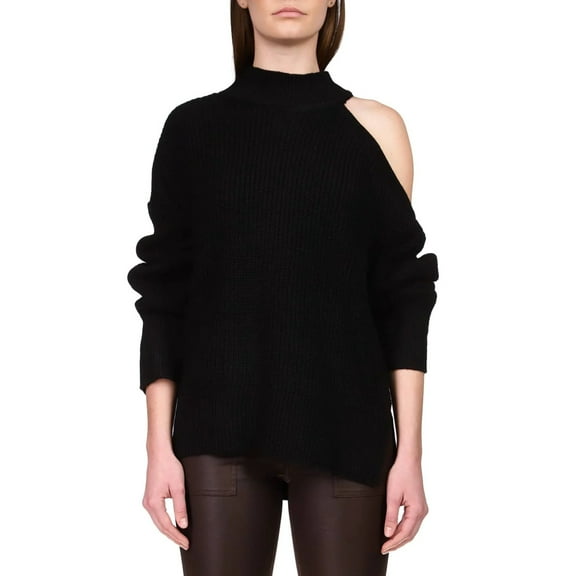 Sanctuary Women's Black One Cold Shoulder Long Sleeve Sweater