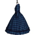 thumbnail image 4 of Women's Victorian Dickens Fair Dress Blue Plaid Civil War Ball Gown Southern Belle Costume, 4 of 7