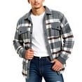 thumbnail image 5 of YODETEY Men’s Plaid Sherpa Jacket, Midweight Casual Winter Plaid Outer Shirt Jacket, Big and Tall ,Size S-2XL, 5 of 5