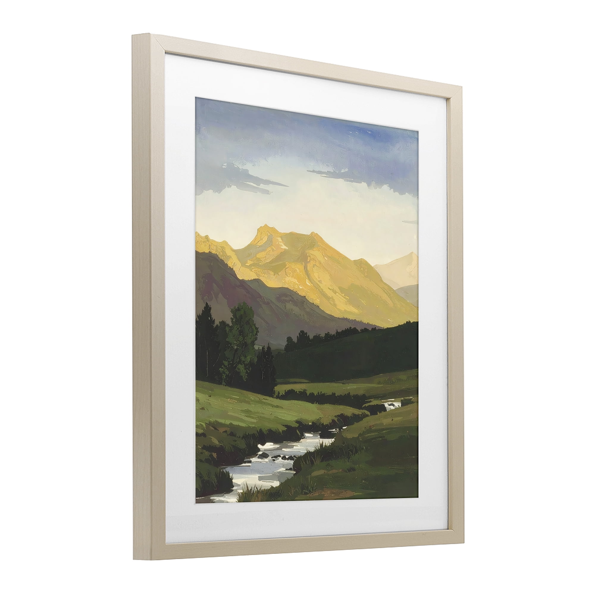 Stupell Industries Mountain Across The Valley Birch Framed Print Under Glass, design by Alonza Saunders