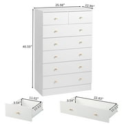 UBesGoo 7 Drawer Wood Dresser for Bedroom, Chest of Drawers, Storage Organization Unit for Clothing, White