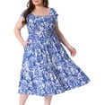 thumbnail image 2 of DARING DIVA Women's Plus Size Square Neck and Flutter Sleeves Dress 4X Blue, 2 of 6