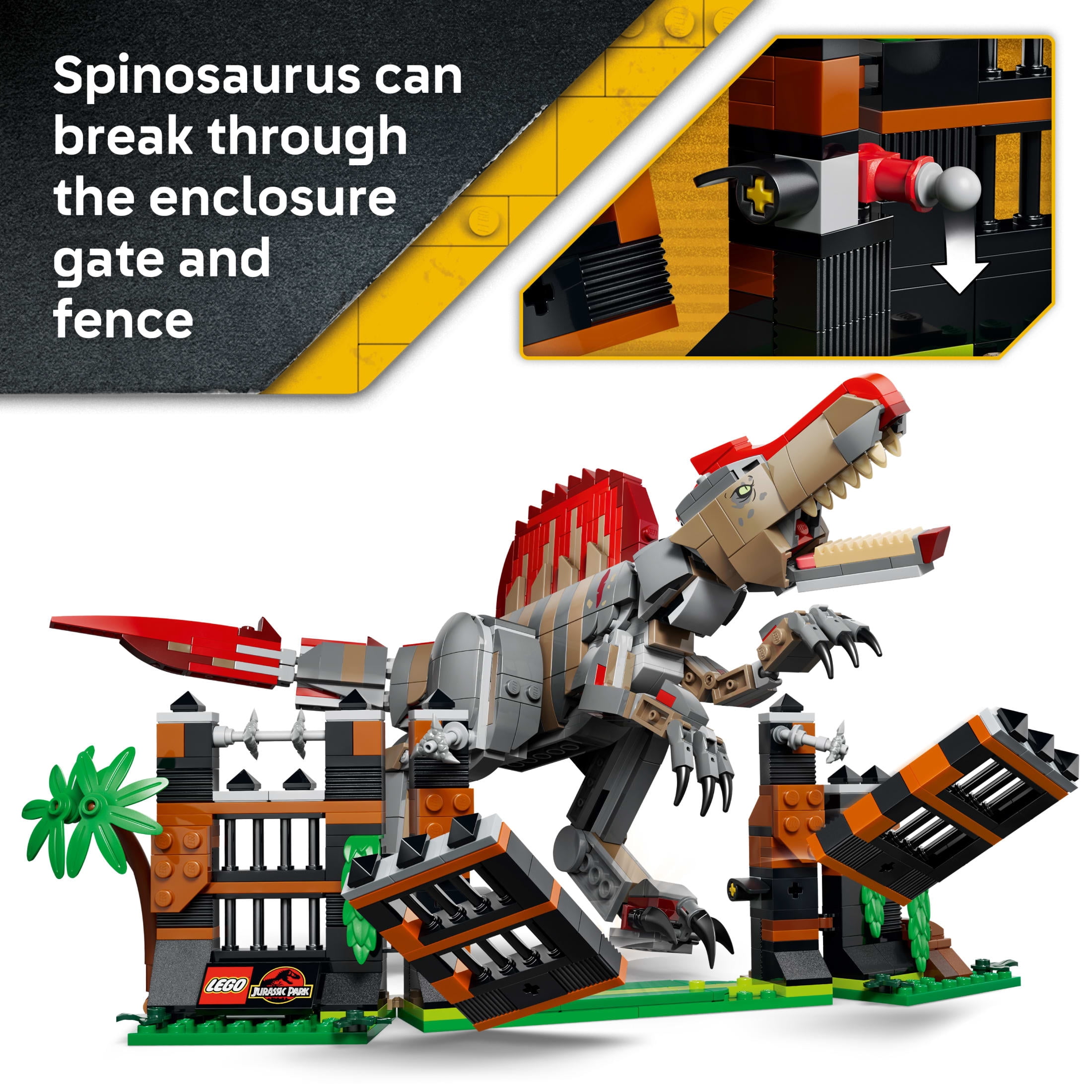 LEGO Jurassic World Spinosaurus Dinosaur Escape - Building Toy for Boys & Girls, Ages 9+ - Posable Dinosaur Toy for Kids with 2 Minifigures - Gift for Birthdays - 77982