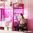 thumbnail image 6 of ARICOEASY Twin Over Twin Metal Bunk Beds with Removable Desk & Ladder, Metal Bed with Safety Guardrail,Ladder,Space Saving, Pink, 6 of 9