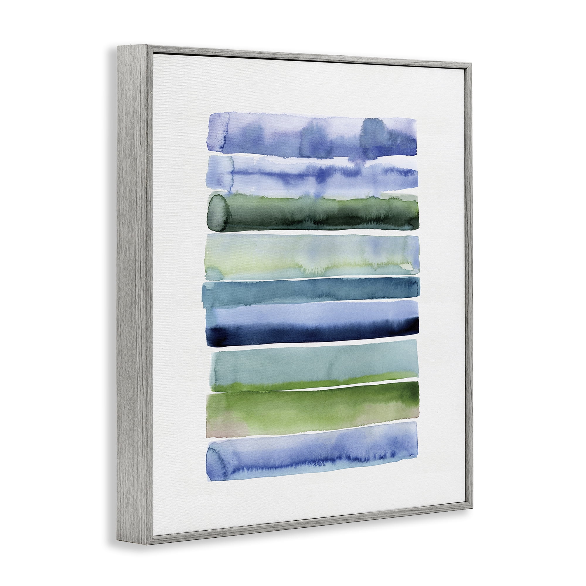 Stupell Industries Green & Blue Ombre Stripes Abstract Painting Gray Framed Art Print Wall Art, 16 x 20
