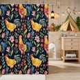 thumbnail image 2 of Erosebridal Rooster Shower Curtain 72Wx78L for Girls, Dark Wildflowers Waterproof Bath Curtain, 2 of 5