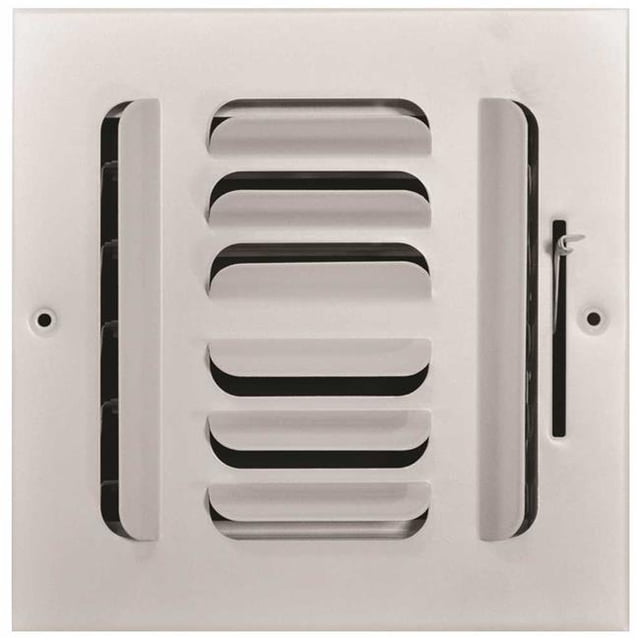 404M 06X06 4 Voies Fixe Lame Courbée Mur / Plafond Registre 6 Po X 6 Po Blanc