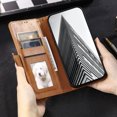 thumbnail image 5 of Classic Premium PU Leather Flip Case for iPhone 11, Wallet Case with Card Slots & Cash Pocket Kickstand Wrist Strap Full Body Protection Folio Case Cover for iPhone 11, Brown, 5 of 7
