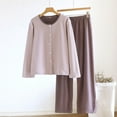 thumbnail image 2 of Women's Petite Pajamas Set Button Down Long Sleeve Shirt & Pant Comfy Lounge Sleepwear Set Soft Loungewear Pjs, 2 of 4