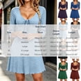 thumbnail image 3 of Levmjia Women's Dress V Neck 3/4 Sleeve Casual Short Dress with Bow Tie Front Ruched A Line Swing Dress for Home Daily Wear, 3 of 5