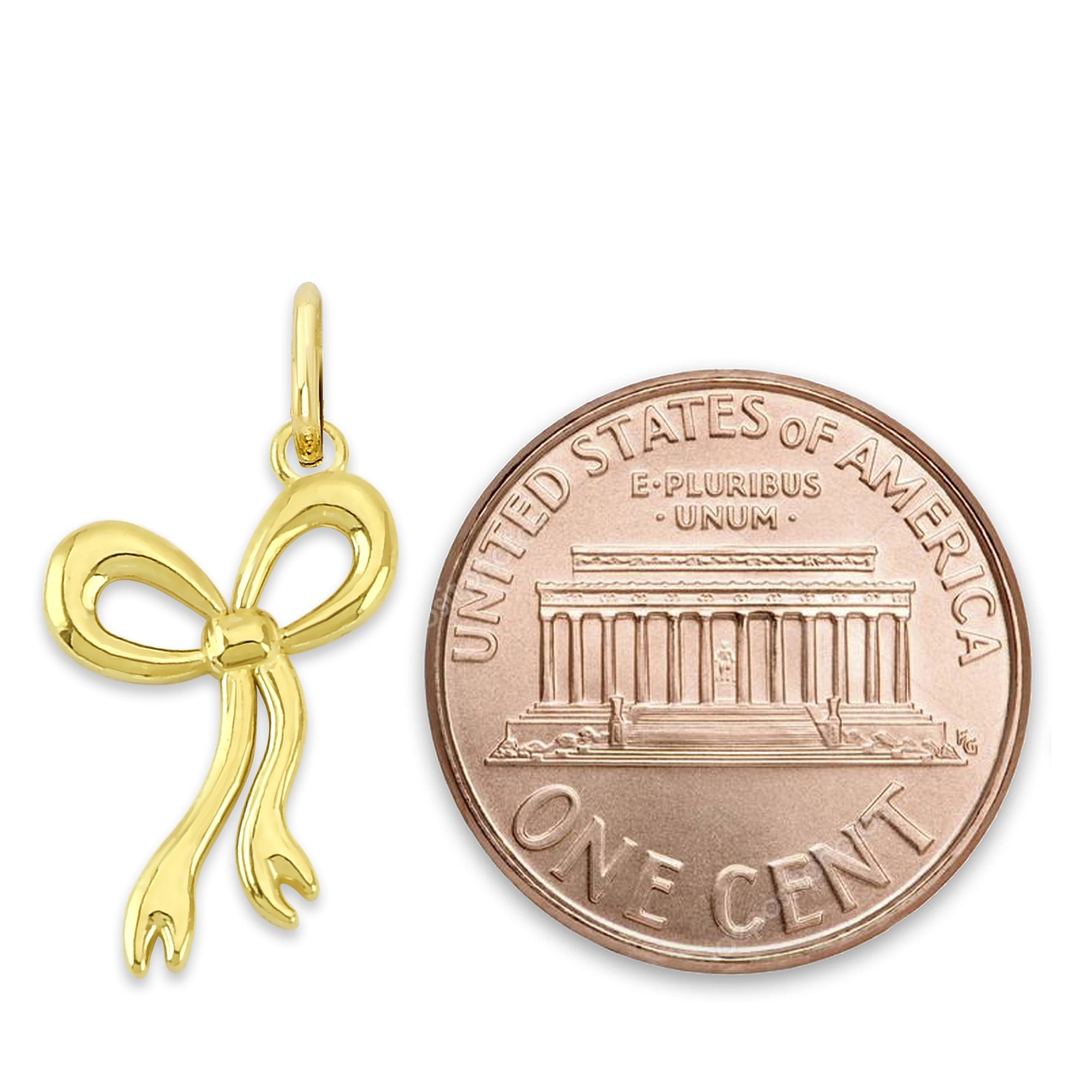 Solid 10k Gold Ribbon Charm - Cute Charm Jewelry with Jump Ring