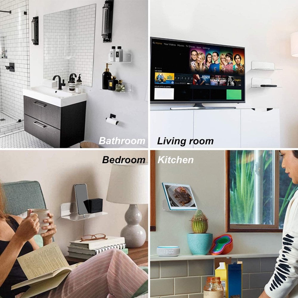 SUMGAR Étagère Murale Blanche, Étagères Flottantes, Étagère Suspendue Plus Grande, Étagères Pratiques à Trois Niveaux En Bois Massif Pour Salon Chambre, Planches Amovibles, 50x58cm Vert Menthe