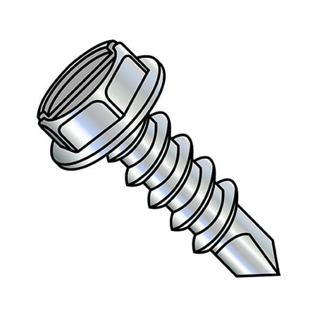 

12-14X3/4 Slotted Indented Hex Washer Self Drilling Screw Full Thread Zinc (Pack Qty 5 000) BC-1212KSW