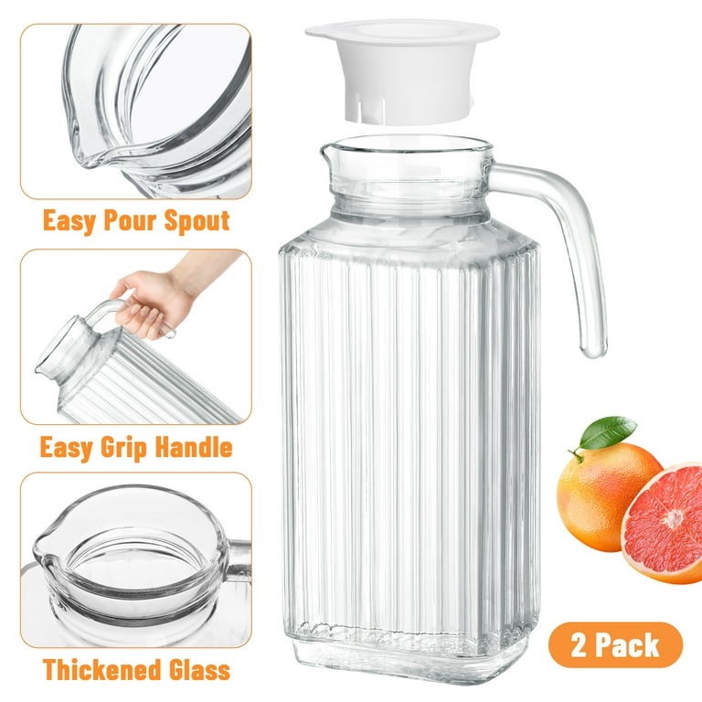 NiHome 57oz Glass Pitcher Set with Lids (2-Pack) photo 2
