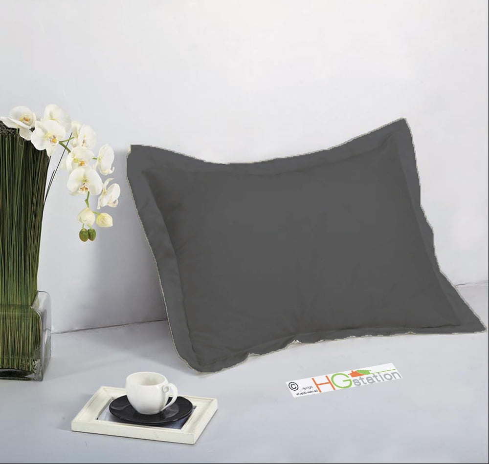 1 Pair 2 Pieces Standard Pillow Shams 20" x 26" + 1.5" Hem Gray Grey