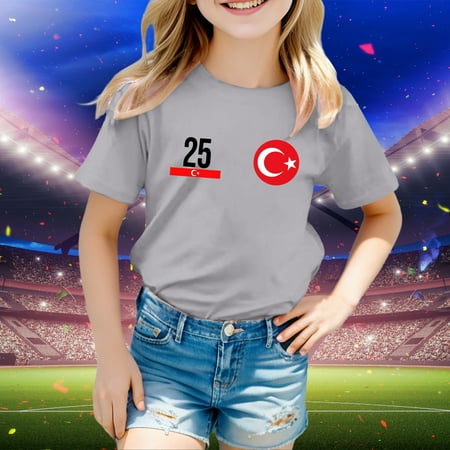 

Hbdhejl Toddler Boys Girls Shirts Soprt Turkey Sport Prints Short Sleeve T Shirt Tops Clothes Grey 10-11 Years