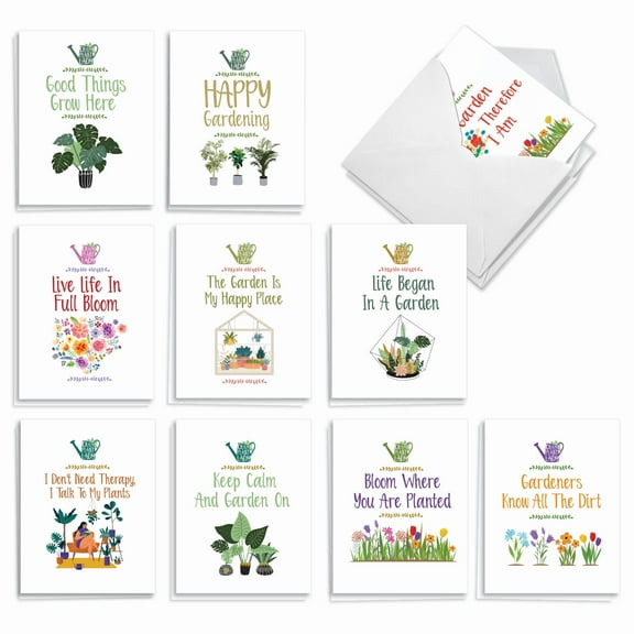 20 All Occasion Blank Cards Assorted (10 Designs, 2 Each) - Crazy Plant Lady All Occasion (4" x 5.12") AM7163OCB-B2x10