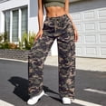 thumbnail image 5 of RUTAYY Women's Pants Casual Loose Fit Print with Large Pockets Drawstring Comfortable Everyday Wear Long Cargo Bottoms Trendy Beach Trousers, 5 of 7