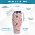 thumbnail image 4 of 40 oz Insulated Stainless Steel Tumbler Double Wall Stainless Steel Tumbler with 2-Way Drinking Small Heart and Bee Patterns, 4 of 9