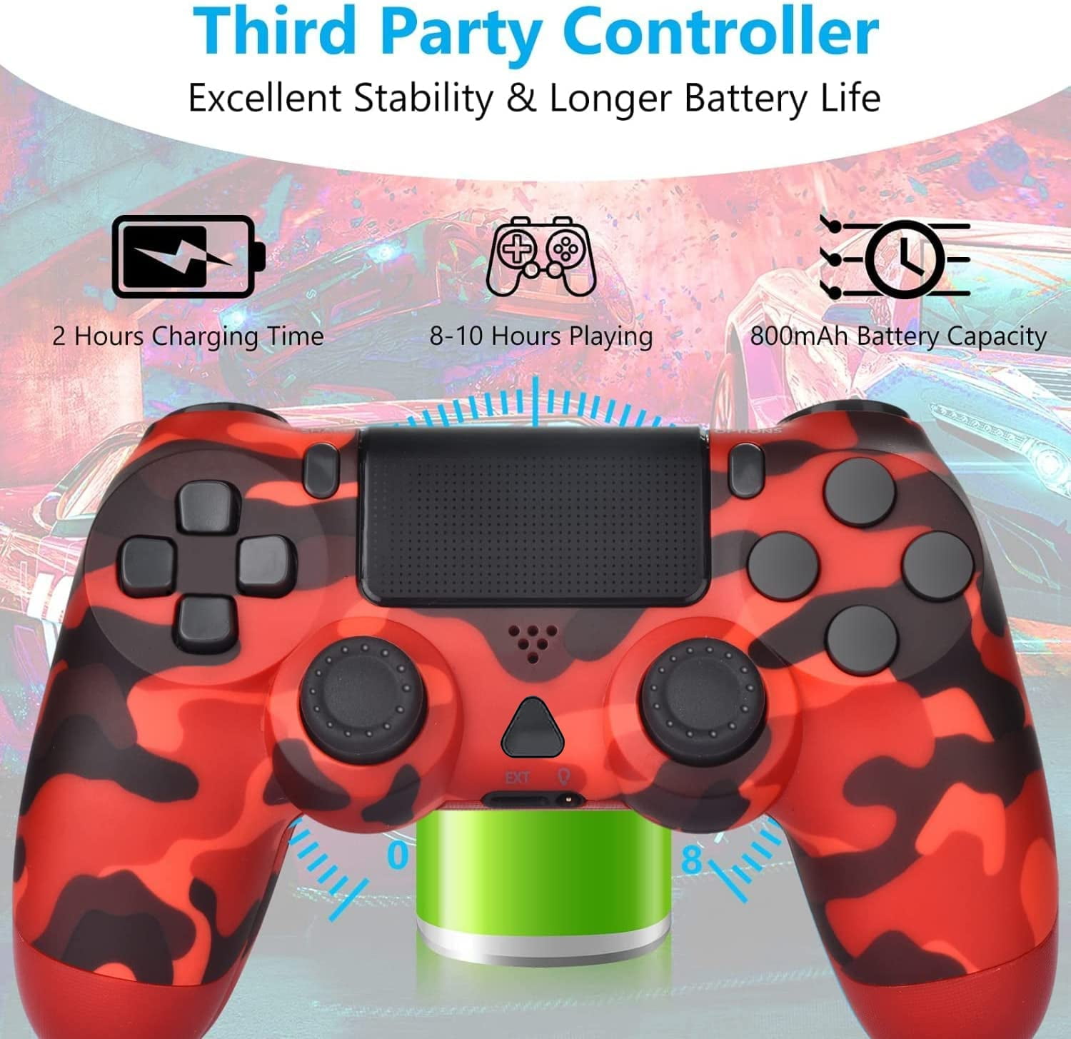 Rådgiver Ønske Bluebell Wireless Game Controller Compatible with PS4/ Slim/Pro with Upgraded  Joystick - Red Camo - Walmart.com