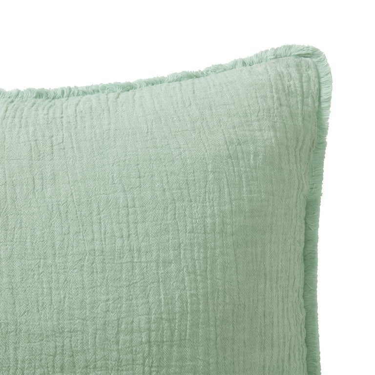 Better Homes Gardens 22 x 22 Seafoam Green Oversized Cotton Gauze Fringe Pillow Walmart