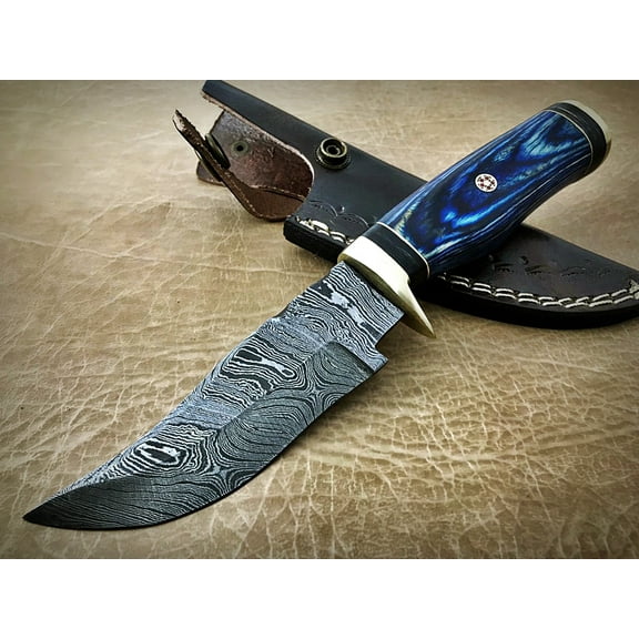 8 " long Fabulous Blue Pakka wood scale skinning knife um 005