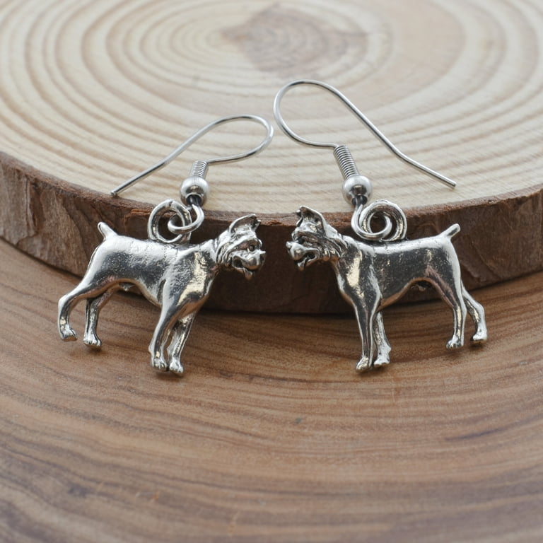 Boxer Dog Earrings in Silver Pewter. Boxer Earrings. Boxer Gifts. Boxer Jewelry. Boxer Dog