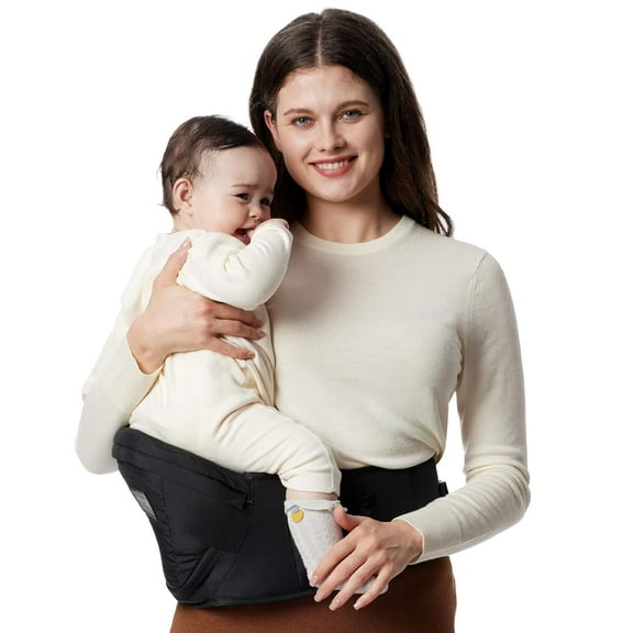 Cangurera Portabebé Momcozy Mochila con Asiento Bebé Negro Medio