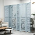 thumbnail image 2 of Gymax 6-Panel Wooden Room Divider w/ Carved Cutout Pattern & Solid Wood Frame, 2 of 10