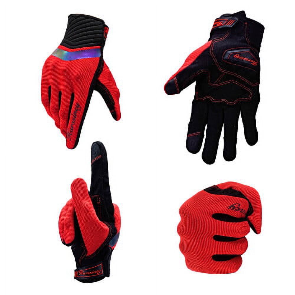 Harssiney Motorcycle Gloves for Men,Breathable Dirt Bike Riding ATV Motocross Glove Touchscreen with Knuckle TPR Palm Pad Protection ,Red size XXL