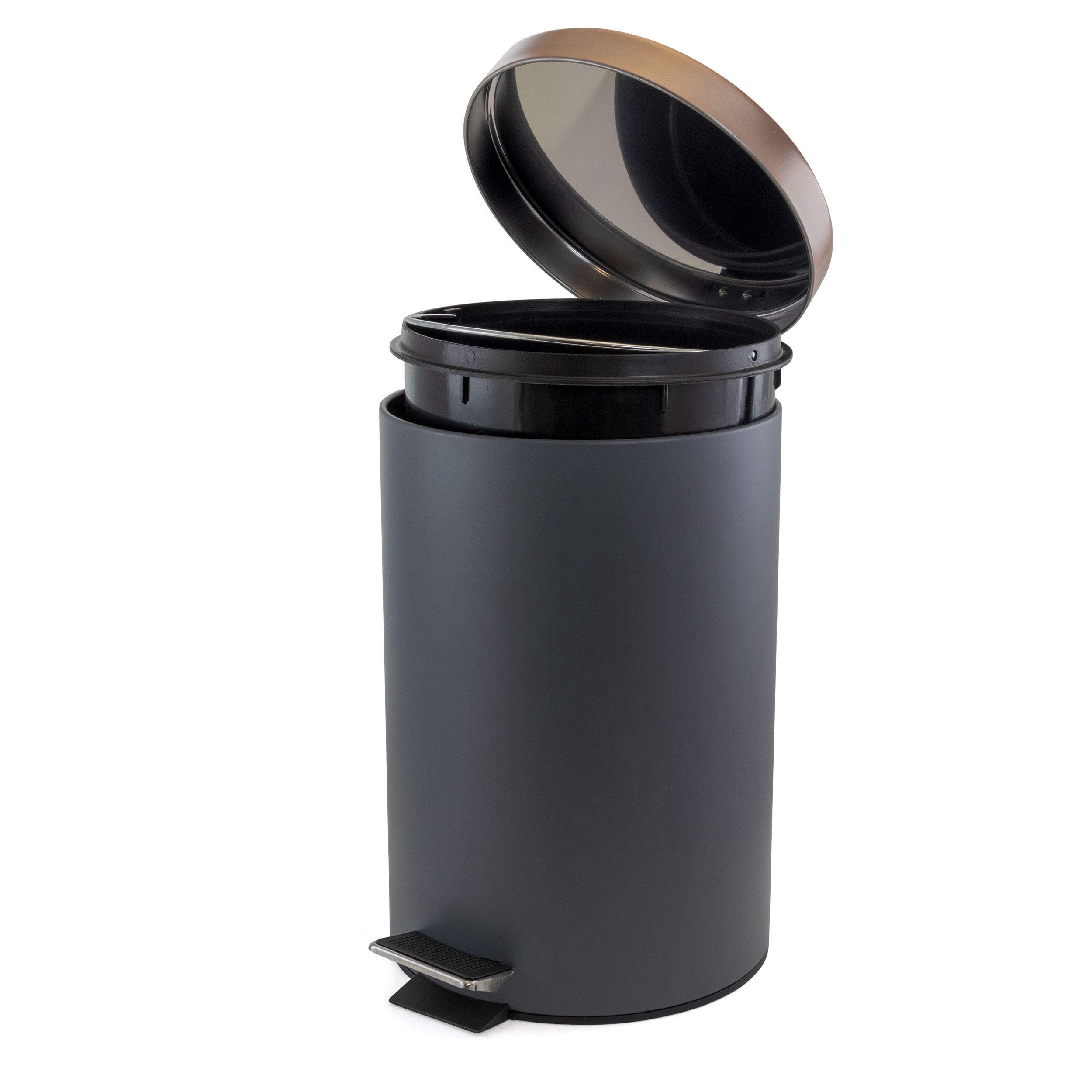 Elama 5 Liter Stylish Grey and Copper Soft Pedal Office, Kitchen and Bathroom Trash Bin