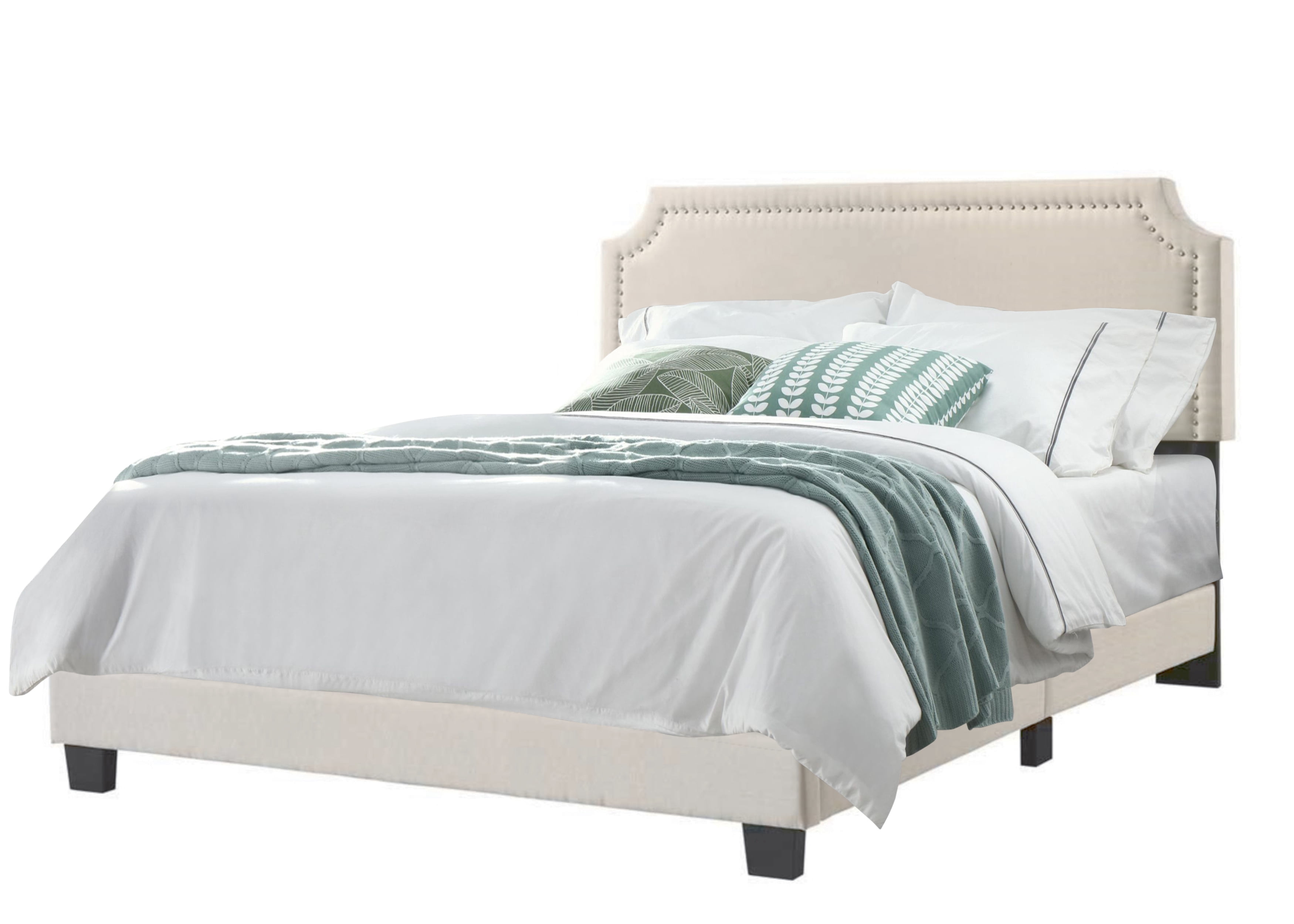 Regal Upholstered Bed with Nail Trim Headboard, King