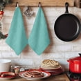 thumbnail image 6 of Vintage Teal Green Kitchen Towels Set of 1, Farmhouse Retro Solid Color Linen Texture Absorbent Dish Towels for Kitchen, Microfiber Hand Towel, Quick Drying Tea Towel for Cleaning Dishcloths, 6 of 7
