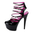 thumbnail image 4 of Ellie Shoes Womens E-609-Calista, 6" Platform Stiletto With Multiple Buckles. 5 / Black, 4 of 6