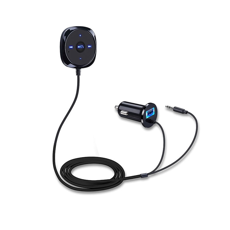 A2DP 3.5mm Car Handsfree Bluetooth AUX Stereo Audio Receiver Adapter USB Charger 