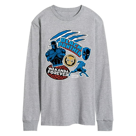 Marvel Black Panther - Wakanda Forever Stickers - Men's Long Sleeve Graphic T-Shirt
