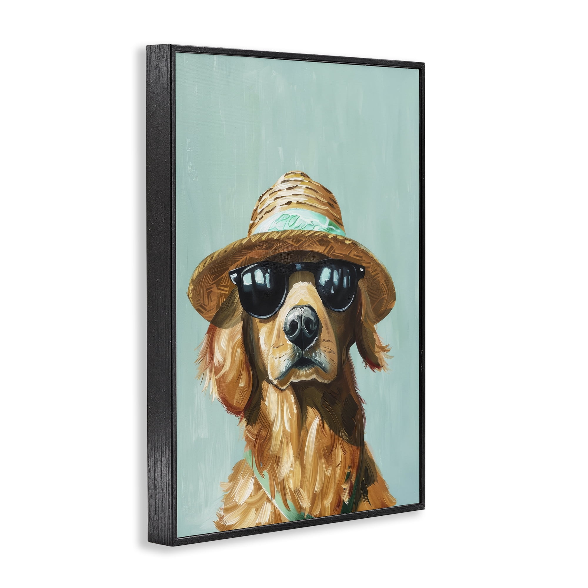 Stupell Industries Beach Ready Dog Animals & Insects Painting Black Framed Art Print Wall Art, 20 x 30