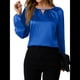 thumbnail image 1 of Camisa Informal de Satén de Larga para Mujer, Elegante Blusa de Trabajo, Atuendo Formal de Otoño para la Oficina Azul L, 1 of 10
