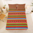 thumbnail image 5 of jejeloiu Striped Fiesta King Sheets For Men Women,Serape Pattern Bedding,Red Green,4pcs,1 Flat Sheet, 1 Fitted Sheet and 2 Pillowcases, 5 of 6