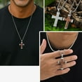 thumbnail image 4 of VNOX Wooden Cross Necklace for Men, Bubinga Masculine Mens Cross Necklaces Christian Black Stainless Steel Wood Crucifix Pendant, Includes 24" Box Chain, 4 of 5