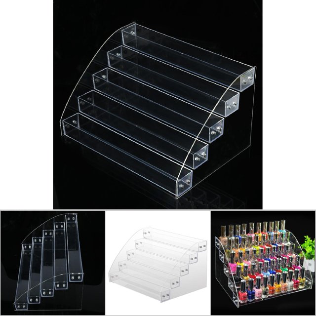 Nail Polish Rack, 6 Types Durable Nail Polish Acrylic Clear Makeup Display Stand Rack Organizer Holder, Safe/ Non-/ Environmental
