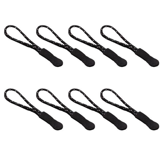 Tirador de Cremallera Sonducket de 8 Piezas Fijador de Etiquetas de Cuerda Ligera Hebilla de Repuesto Maleta de Viaje Mochila Ropa Textiles Accesorios de Disfraces Negro + Negro Blanco
