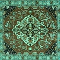 thumbnail image 1 of Ahgly Company Machine Washable Indoor Square Persian Turquoise Blue Traditional Area Rugs, 5' Square, 1 of 4