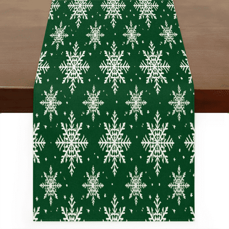 

Qzaxky Table Runner Boho Table Runner Christmas Snowflake Green Bohemian Boho Outdoor Table Runner Decoration for Indoor Outdoor Home Dinner Party Wedding Decor 13 x 48 Inch